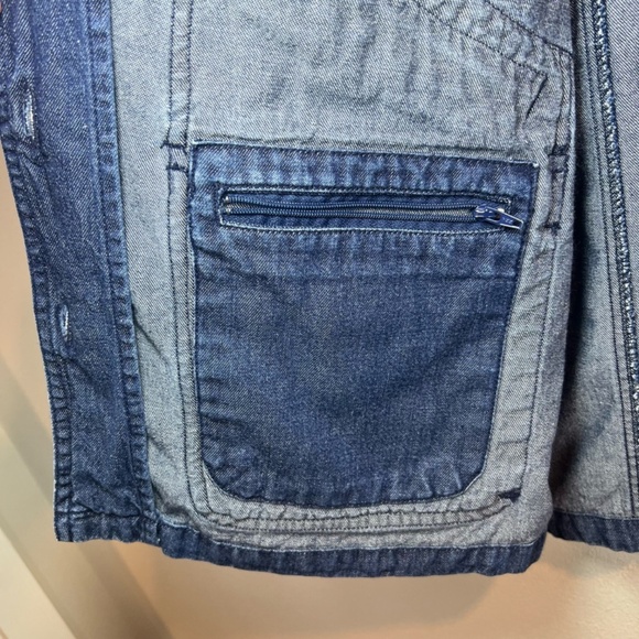 TravelSmith Women's Utility Vest Blue Denim Buttons Pockets Fishing Hiking Large - Picture 16 of 16